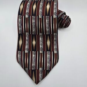Torriani Elegant Striped Silk Tie in Burgundy and Gold FREE SHIPPING